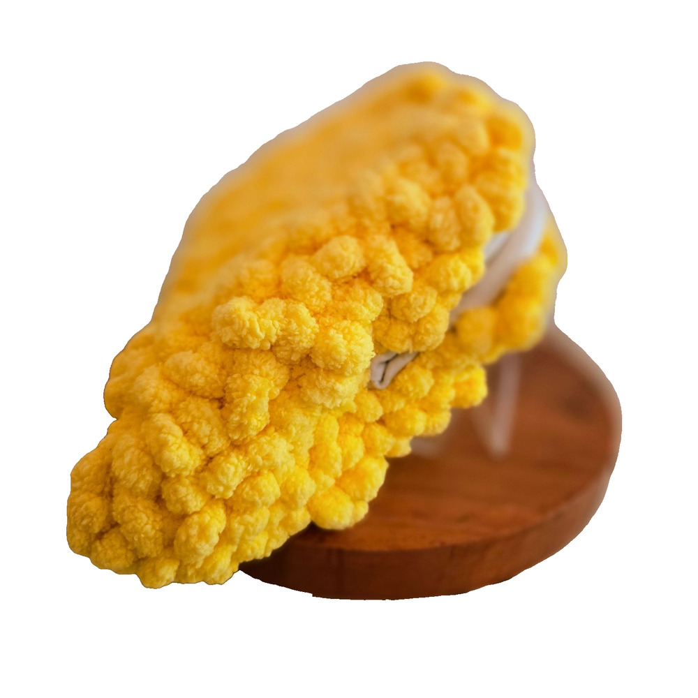 Handmade yellow thick chenille yarn clutch handbag - Picture 5 of 10